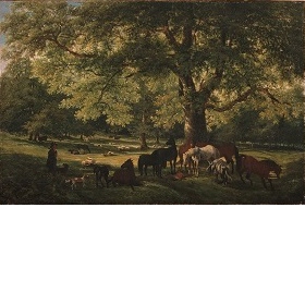 Parklandschaft mit Pferden